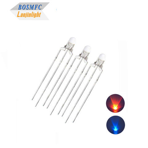 Bi-Farbe 3mm LED Rot &amp; Blau Gemeinsame Anode und Gemeinsame Kathode Durch Loch LED Wärmeverteilung