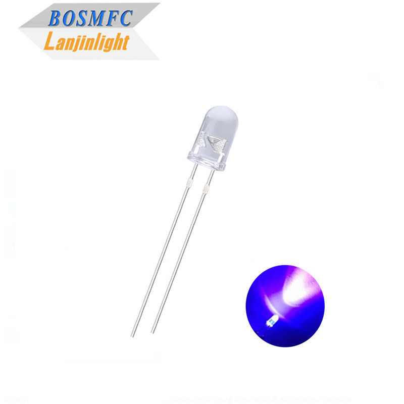 Rundkopf 5mm Ultraviolett LED 385nm 395nm UV Licht Wasserklare Linse für Mückenlampe